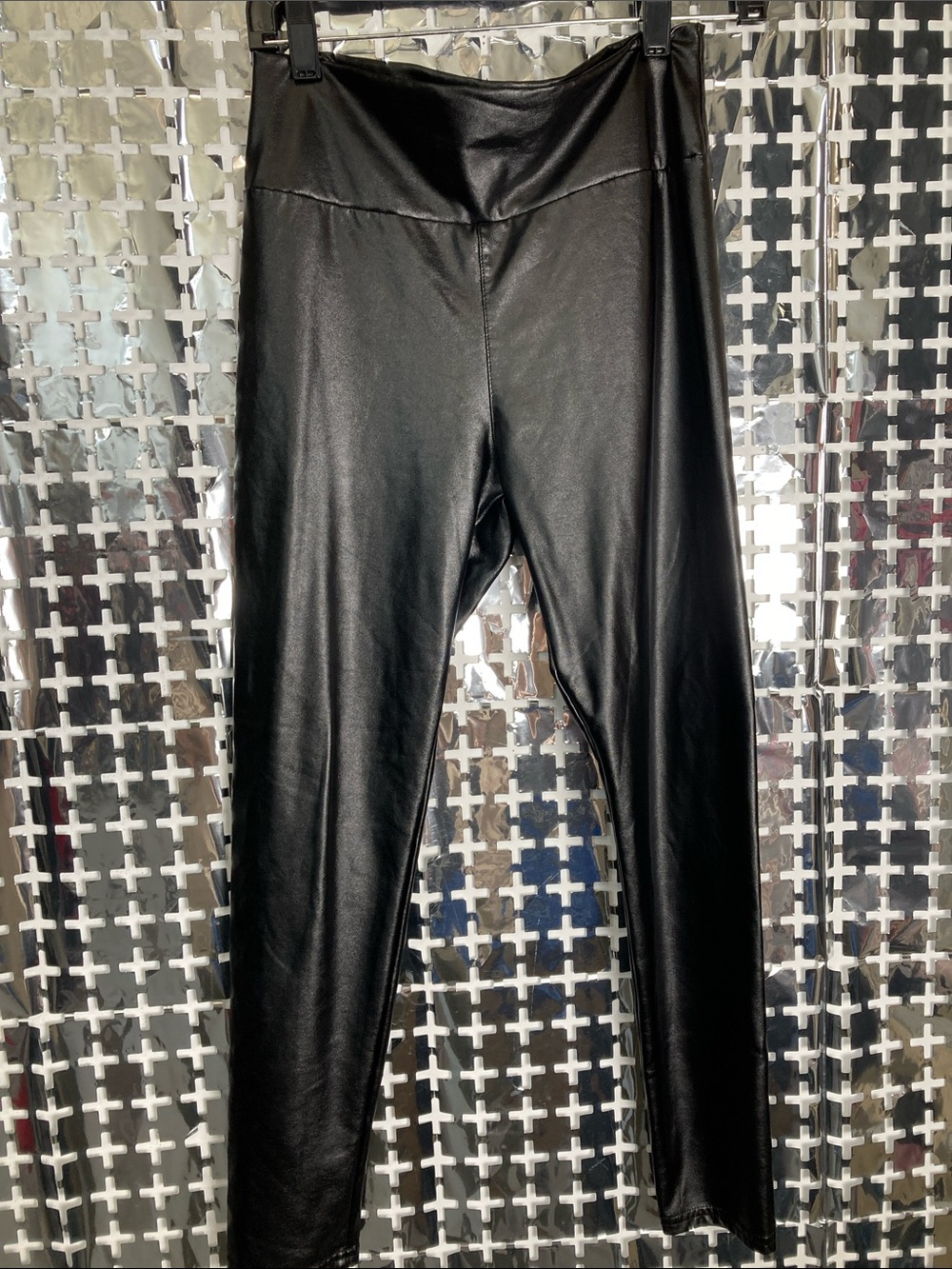 Black Faux Leather Kids Leggings